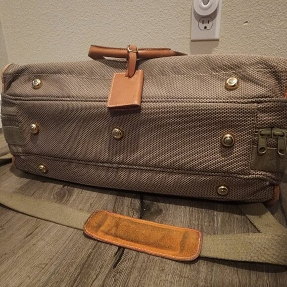 Vtg Christian Dior Canvas Leather Weekender Travel Duffle Bag w/ Strap - Picture 15 of 16